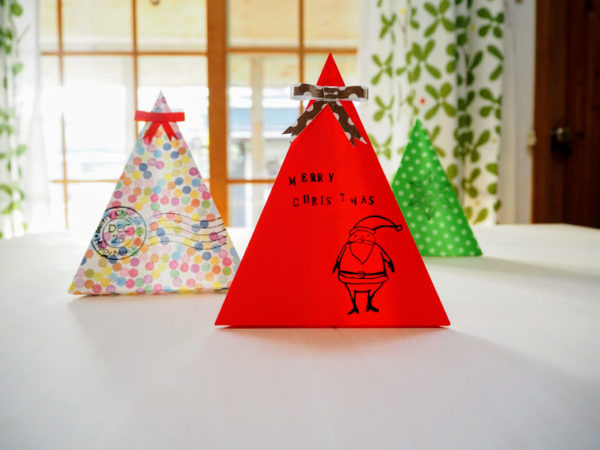 折り紙で作るクリスマスツリー自立