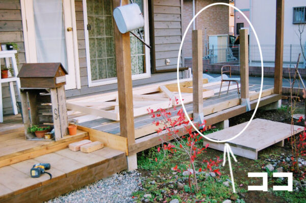 ウッドデッキの後付けフェンスDIY・金具