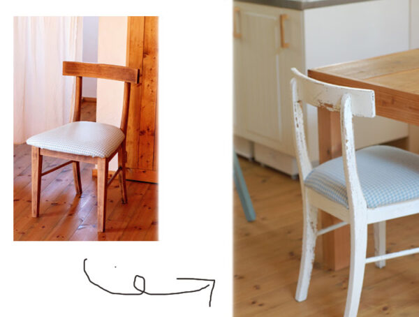 ワトコオイルの上からペンキを塗ったアンティーク風塗装