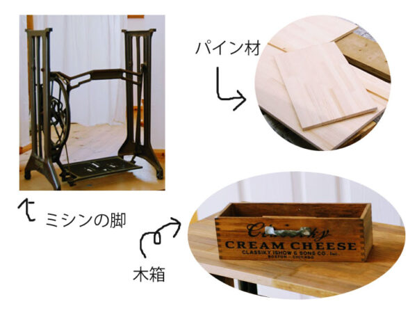 ミシン脚をテーブルにリメイク