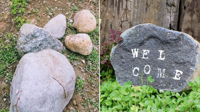 庭から出てきた石の活用