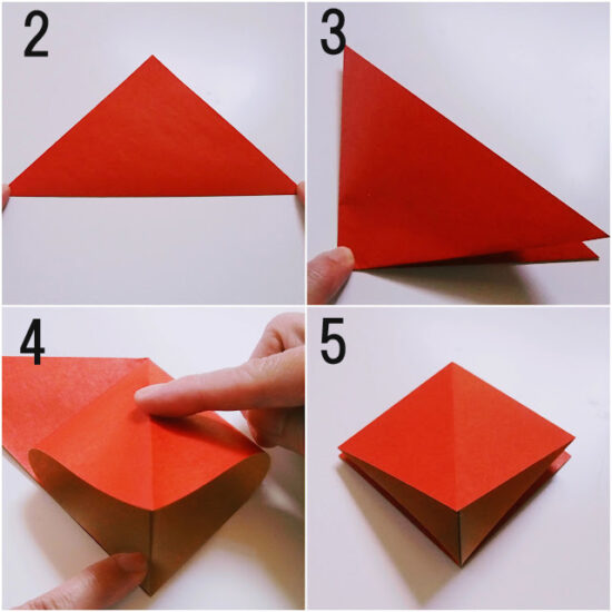 折り紙ミニトレーの作り方（のり・ハサミ不要）
